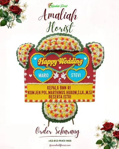 Karangan Papan Bunga Pernikahan di Cibeusi